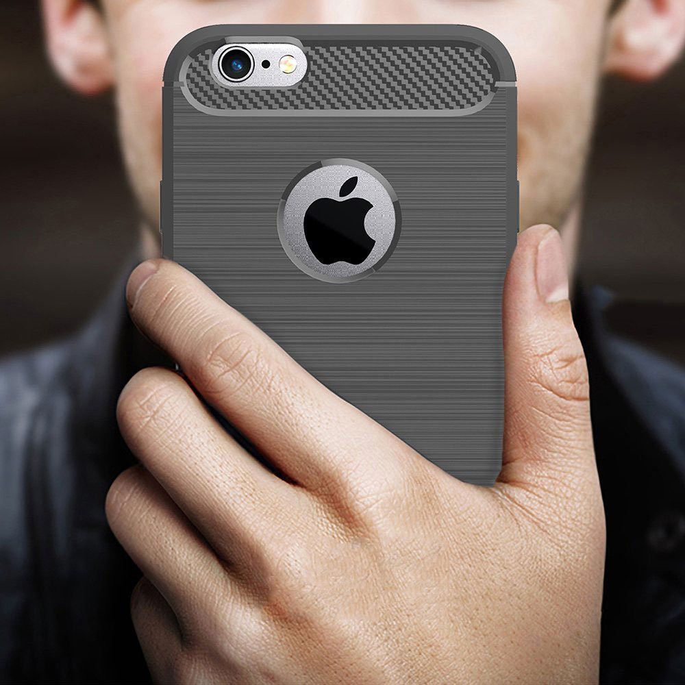 Apple iPhone 6S Plus Geborsteld TPU Hoesje Grijs afbeelding 6