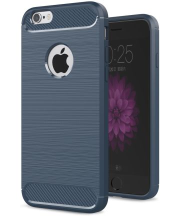 Apple iPhone 6(S) Plus Geborsteld TPU Hoesje Blauw Hoesjes