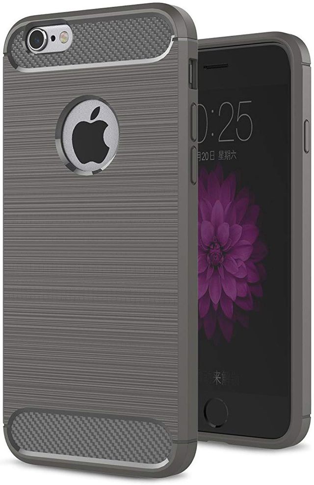 Apple iPhone 6(S) Geborsteld TPU Hoesje Grijs afbeelding 1
