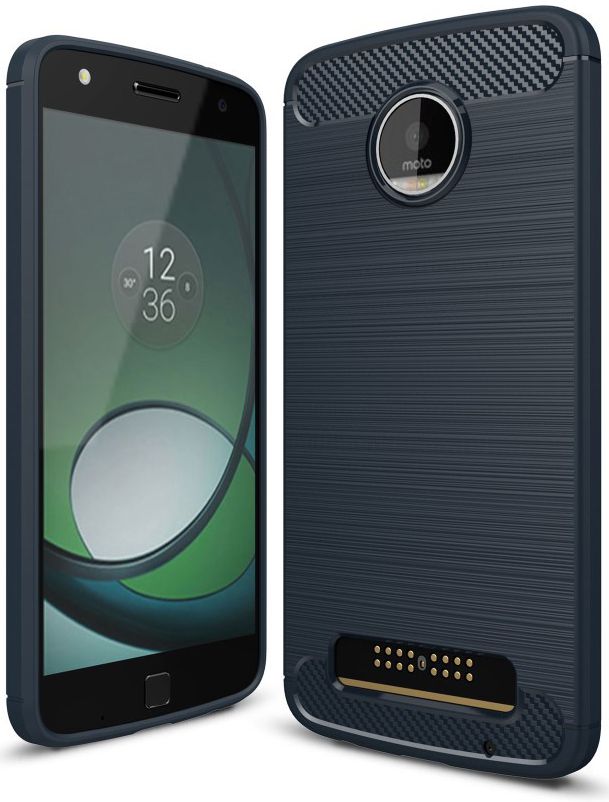 Motorola Moto Z Play Geborsteld TPU Hoesje Blauw afbeelding 1