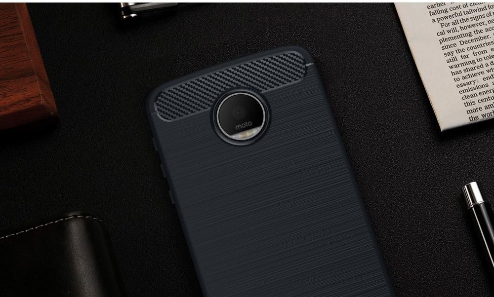 Motorola Moto Z Play Geborsteld TPU Hoesje Blauw afbeelding 2