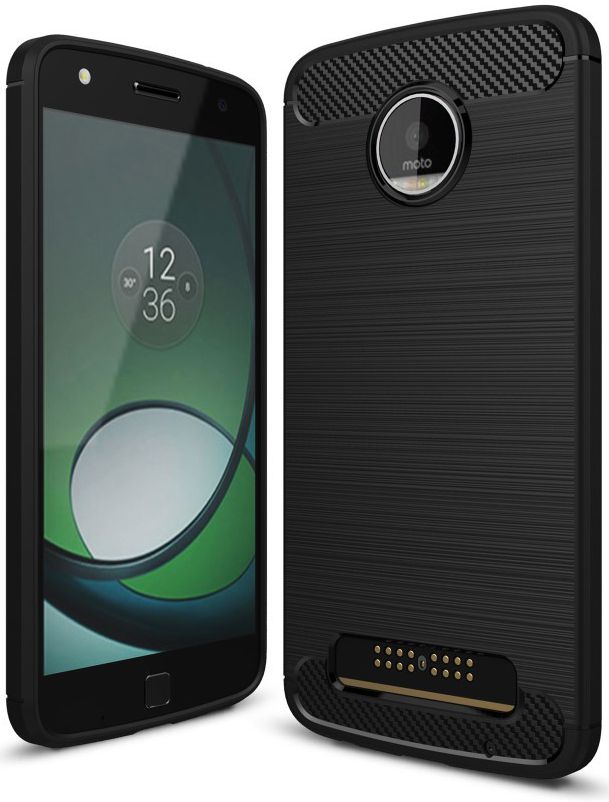 Motorola Moto Z Play Geborsteld TPU Hoesje Zwart afbeelding 1
