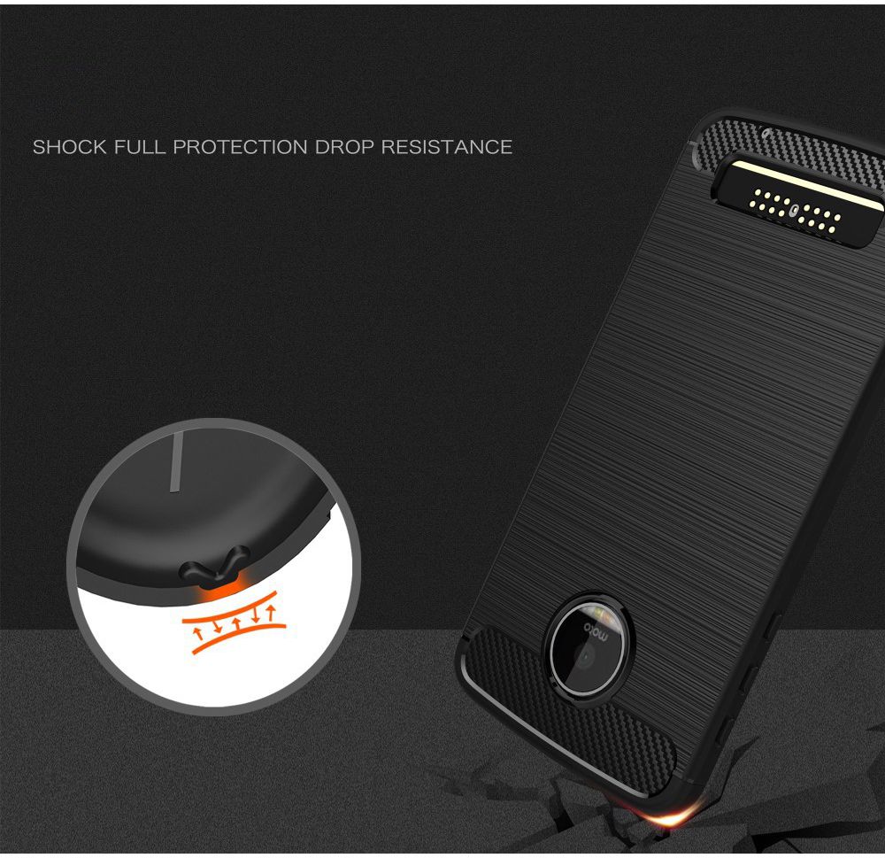 Motorola Moto Z Play Geborsteld TPU Hoesje Zwart afbeelding 2