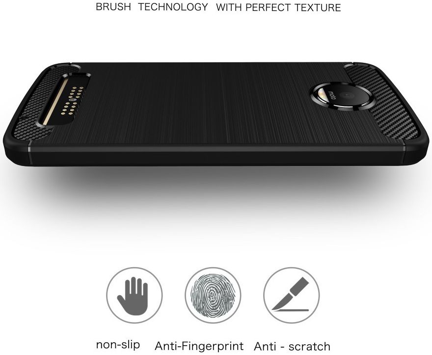 Motorola Moto Z Play Geborsteld TPU Hoesje Zwart afbeelding 7