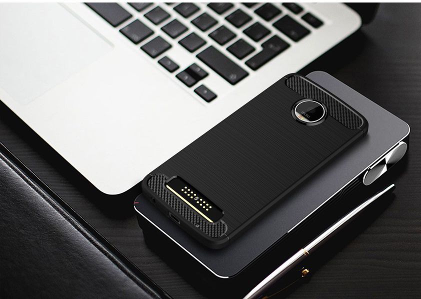 Motorola Moto Z Play Geborsteld TPU Hoesje Zwart afbeelding 10