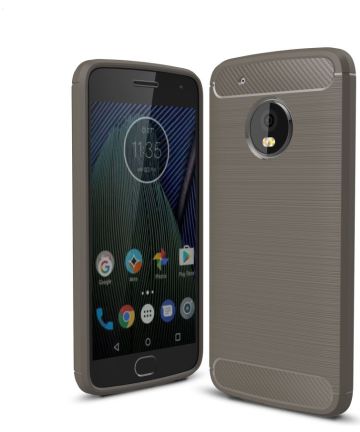 Motorola Moto G5 Plus Geborsteld TPU Hoesje Grijs Hoesjes
