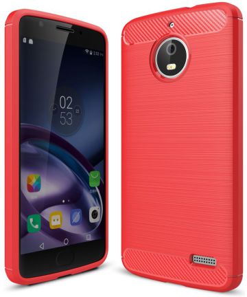 Motorola Moto E4 Geborsteld TPU Hoesje Rood Hoesjes