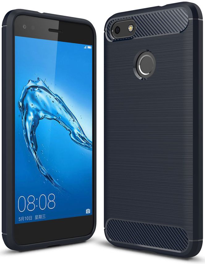 Huawei Y6 Pro (2017) Geborsteld TPU Hoesje Blauw afbeelding 1