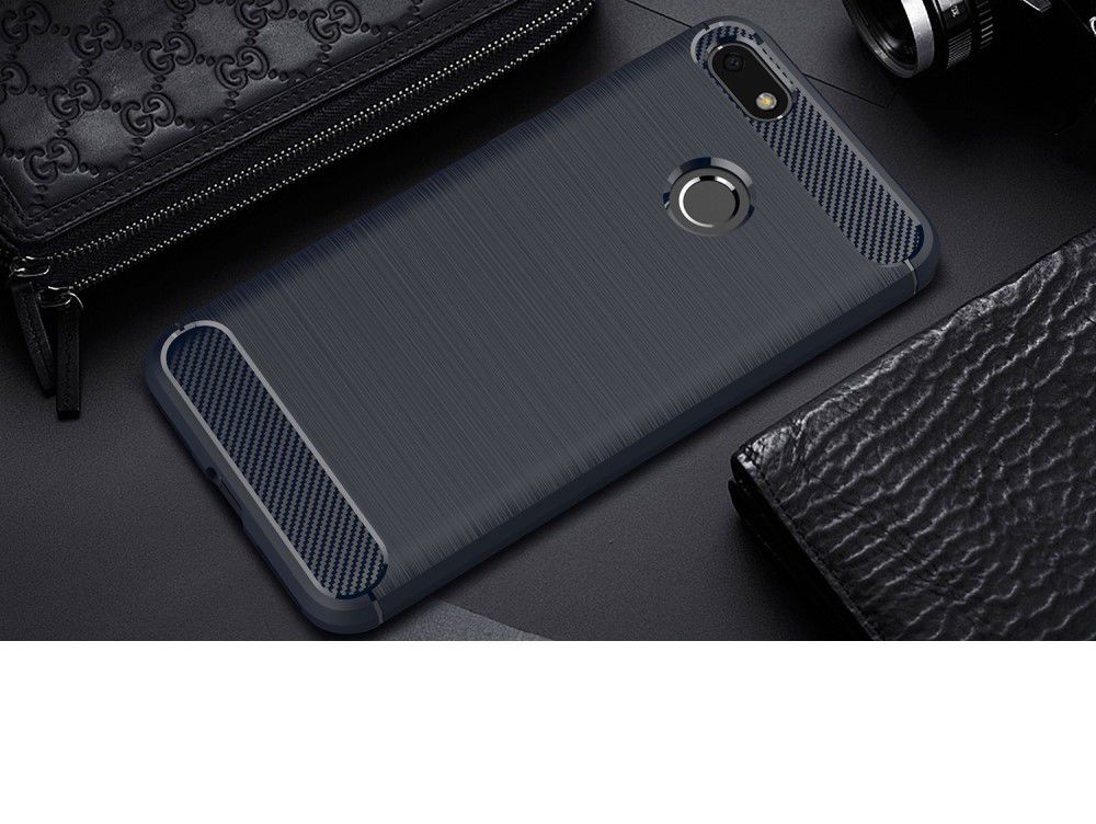 Huawei Y6 Pro (2017) Geborsteld TPU Hoesje Blauw afbeelding 2