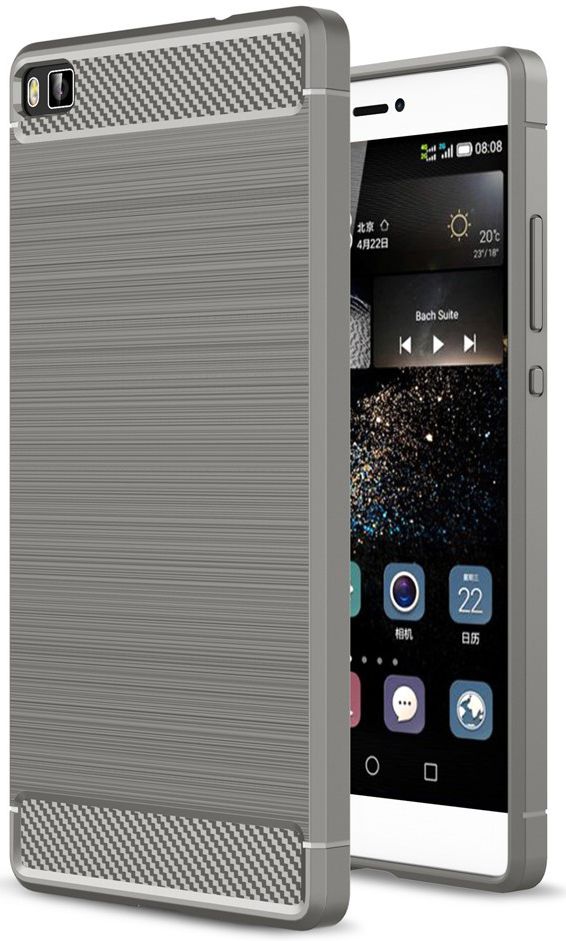 Huawei P8 Geborsteld TPU Hoesje Grijs afbeelding 1