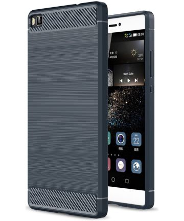 Huawei P8 Geborsteld TPU Hoesje Blauw Hoesjes