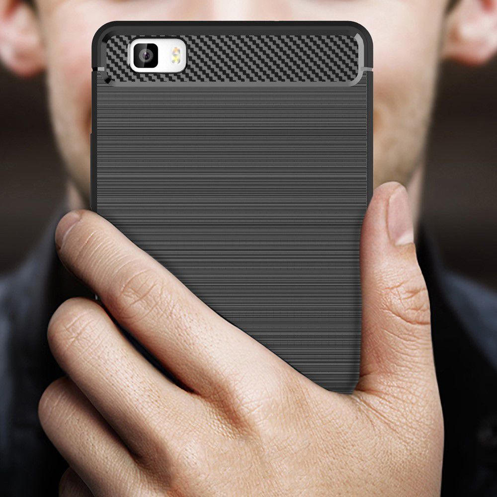 Huawei P8 Lite Geborsteld TPU Hoesje Zwart afbeelding 5