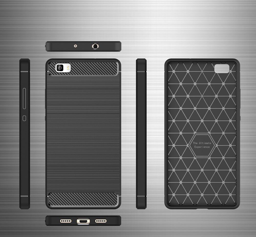 Huawei P8 Lite Geborsteld TPU Hoesje Zwart afbeelding 6