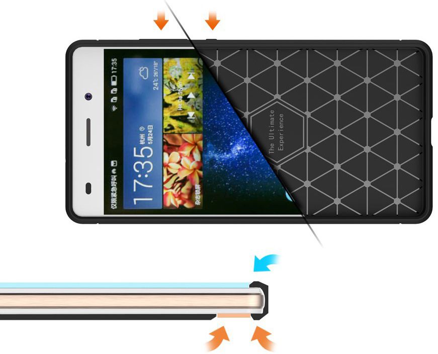 Huawei P8 Lite Geborsteld TPU Hoesje Zwart afbeelding 7