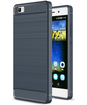 Huawei P8 Lite Geborsteld TPU Hoesje Blauw Hoesjes