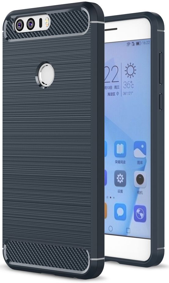 Honor 8 Geborsteld TPU Hoesje Blauw afbeelding 1