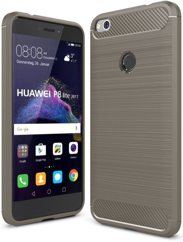 Huawei P8 Lite (2017) Geborsteld TPU Hoesje Grijs afbeelding 1