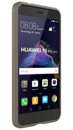 Huawei P8 Lite (2017) Geborsteld TPU Hoesje Grijs afbeelding 4