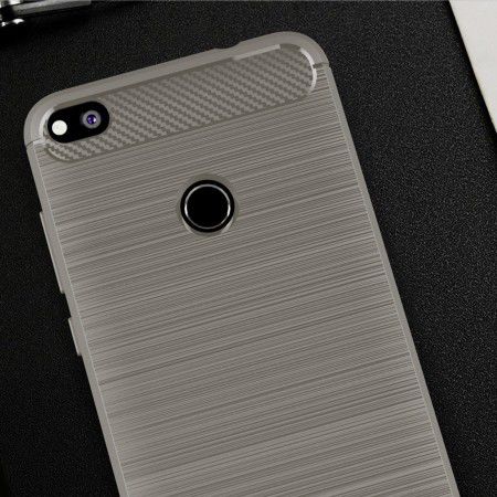 Huawei P8 Lite (2017) Geborsteld TPU Hoesje Grijs afbeelding 5