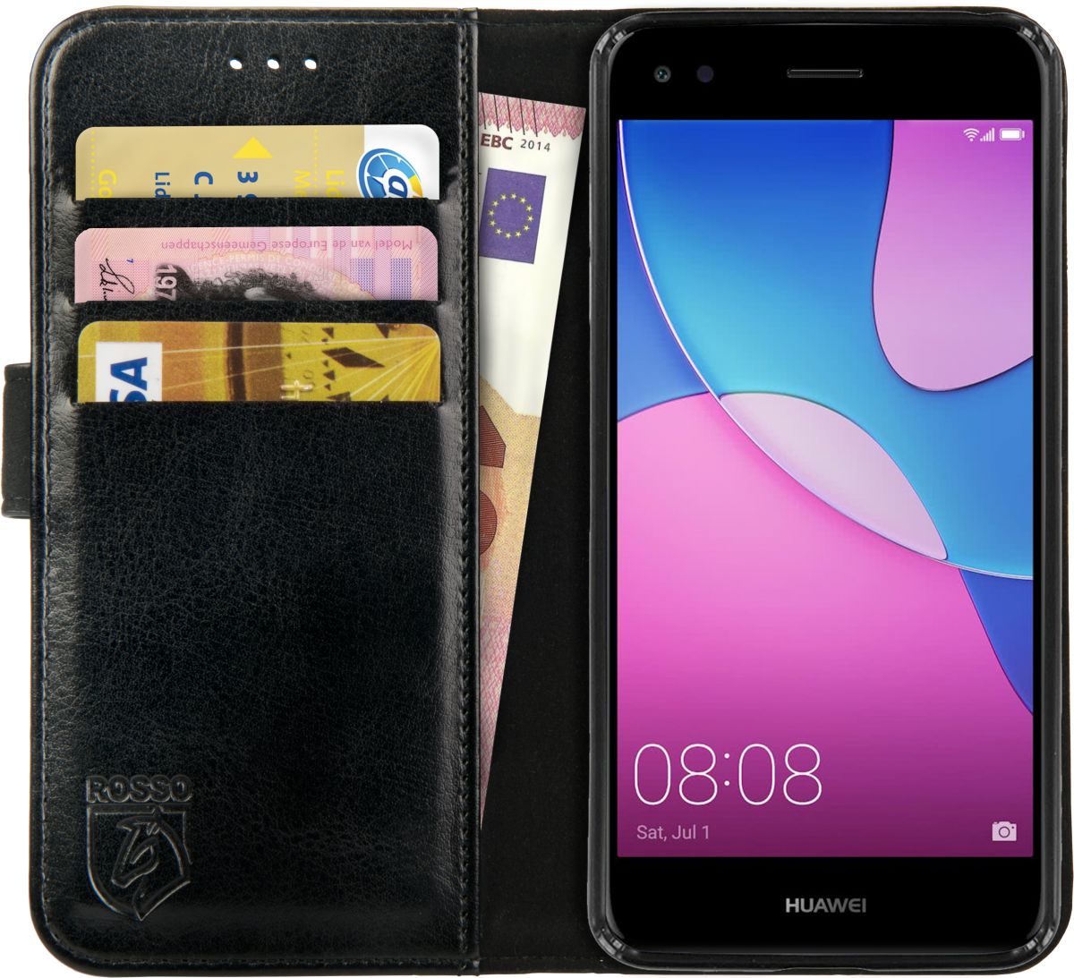 Rosso Element Huawei Y6 Pro (2017) Hoesje Book Cover Zwart afbeelding 1