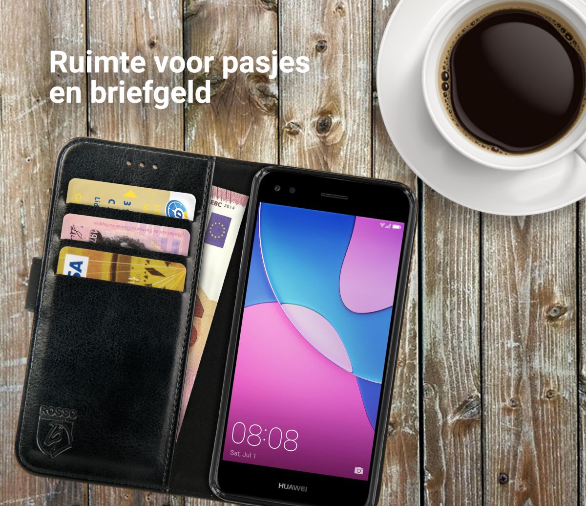 Rosso Element Huawei Y6 Pro (2017) Hoesje Book Cover Zwart afbeelding 5