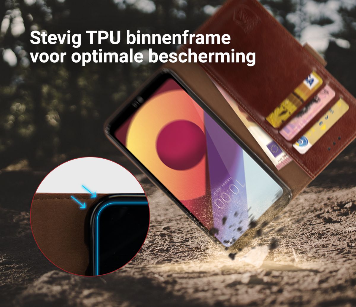 Rosso Element LG Q6 Hoesje Book Cover Bruin afbeelding 9