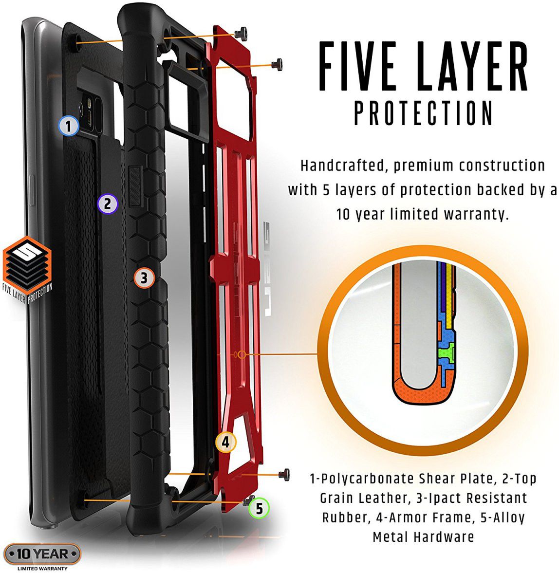 UAG Monarch Hoesje Samsung Galaxy Note 8 Crimson afbeelding 2
