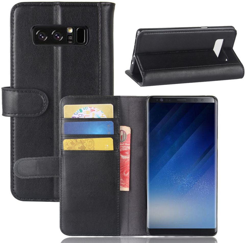 Samsung Galaxy Note 8 Echt Leren Hoesje met Pasjes Zwart afbeelding 7