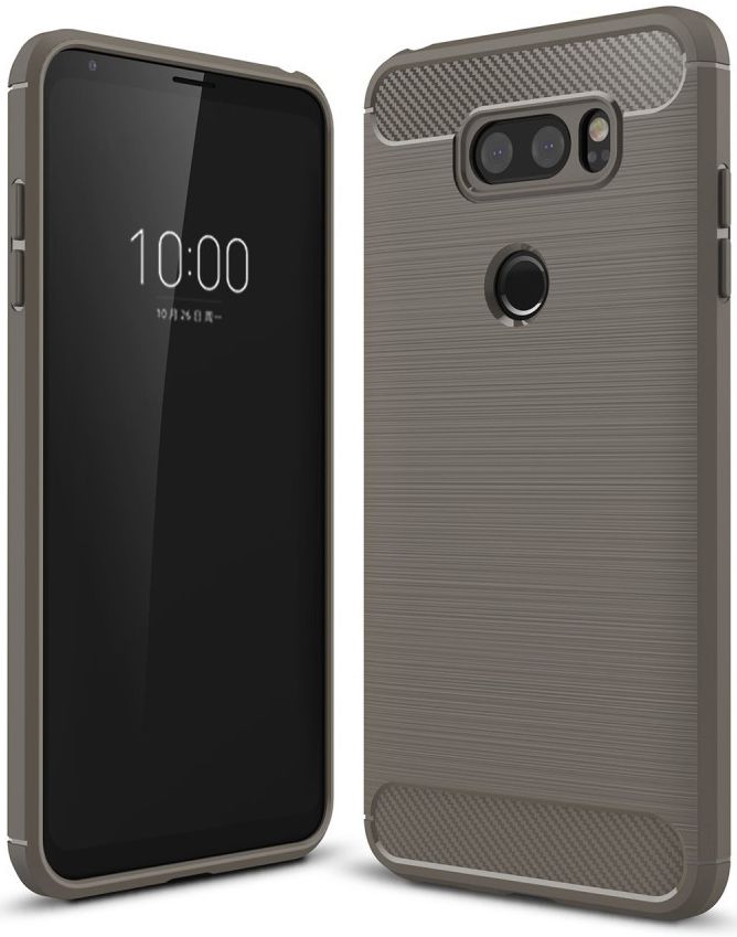 LG V30 / V30S Geborsteld TPU Hoesje Grijs afbeelding 1