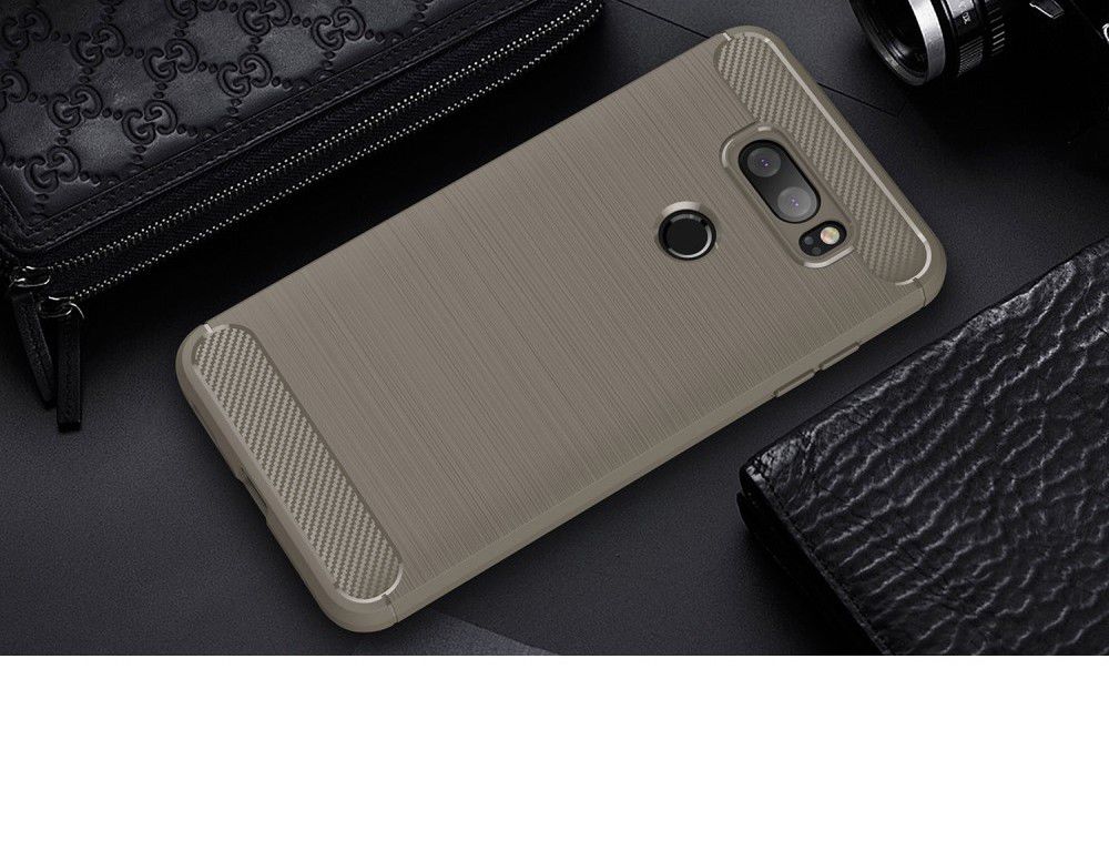 LG V30 / V30S Geborsteld TPU Hoesje Grijs afbeelding 2