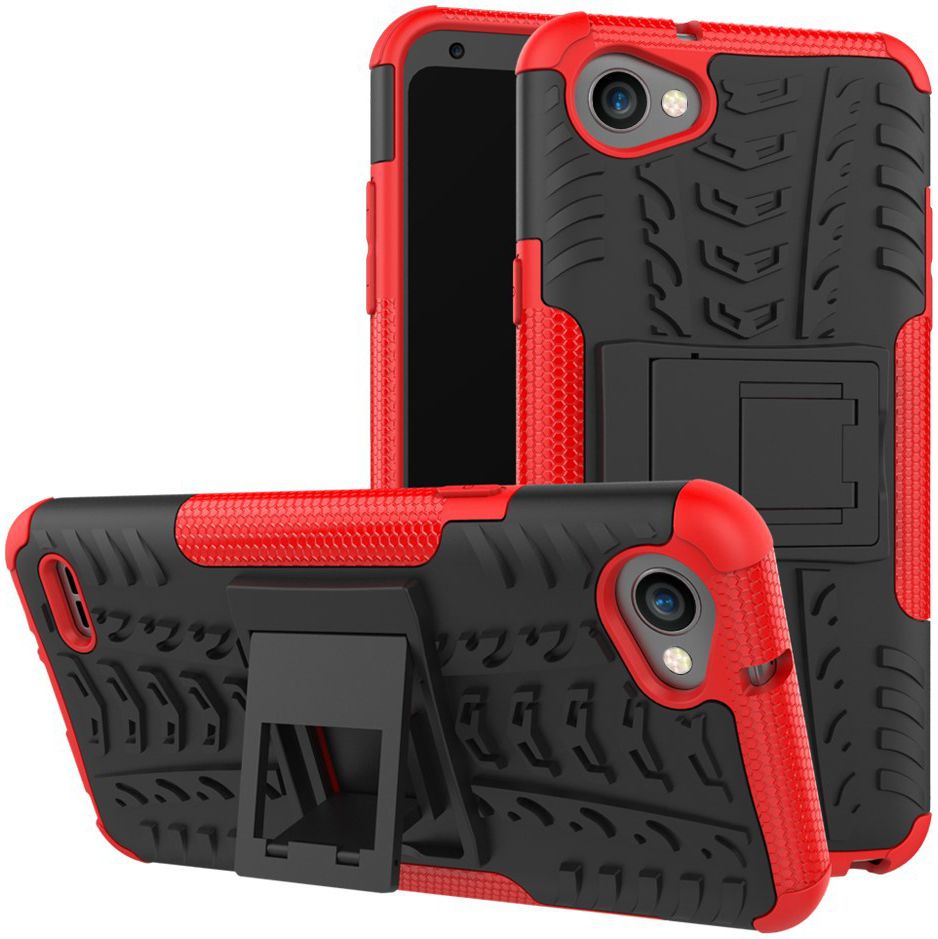 LG Q6 Hybride Hoesje met Standaard Rood afbeelding 1
