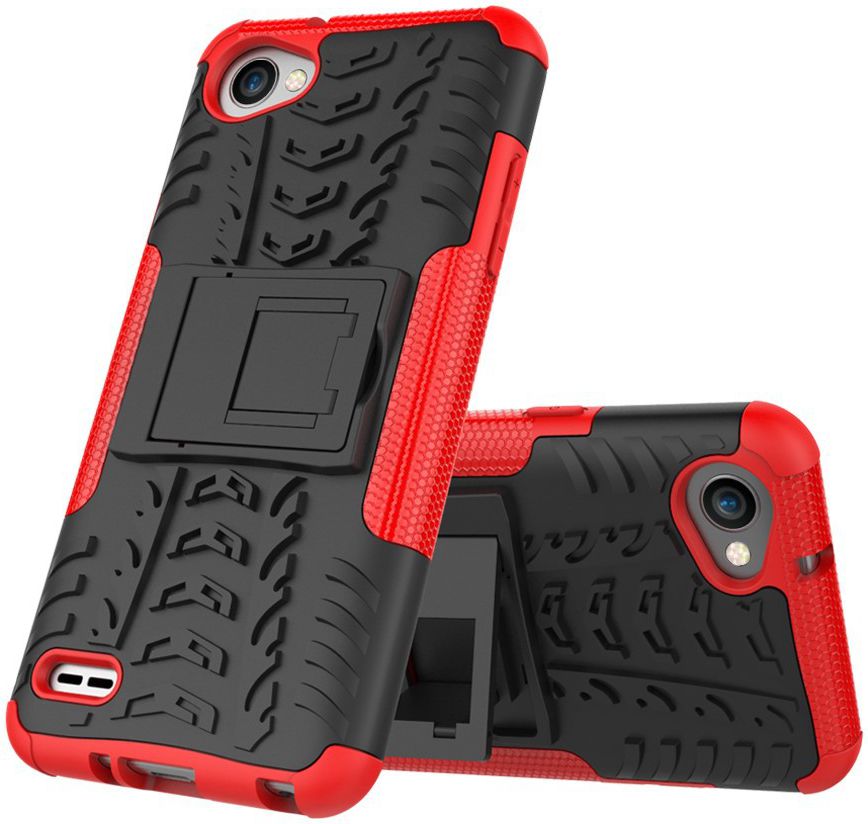 LG Q6 Hybride Hoesje met Standaard Rood afbeelding 2
