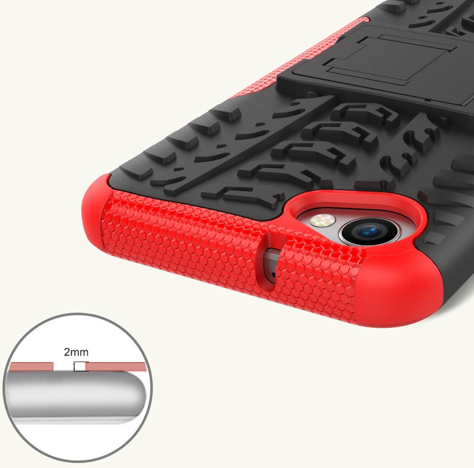 LG Q6 Hybride Hoesje met Standaard Rood afbeelding 3