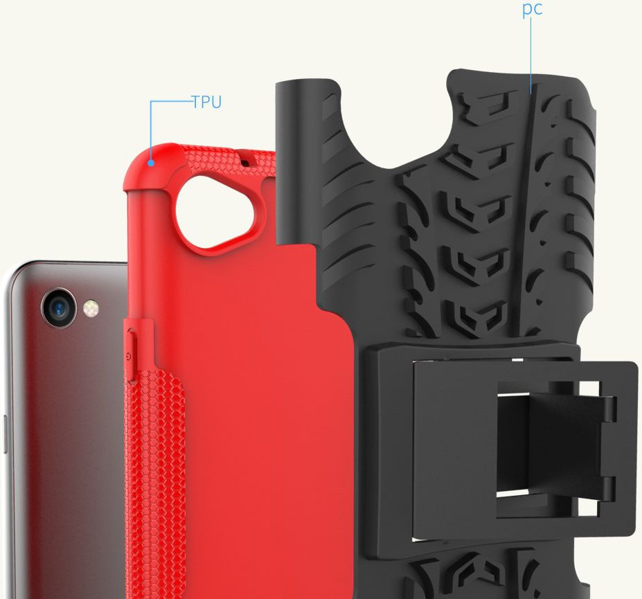 LG Q6 Hybride Hoesje met Standaard Rood afbeelding 4