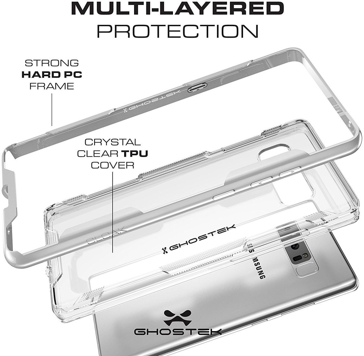 Ghostek Cloak 3 Hybride Hoesje Samsung Galaxy Note 8 Zilver afbeelding 2