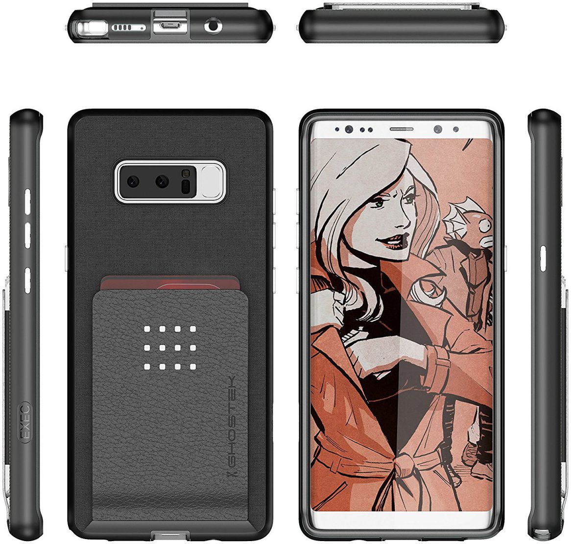 Ghostek Exec 2 Portemonnee Hoesje Samsung Galaxy Note 8 Zwart afbeelding 2
