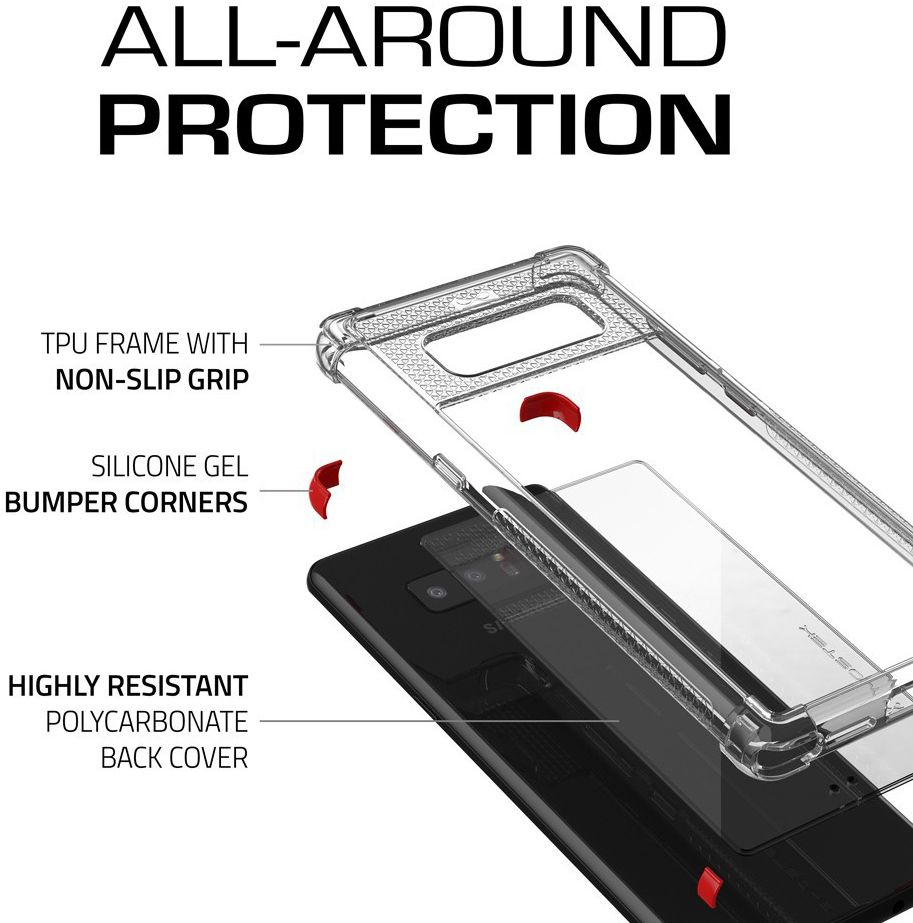 Ghostek Covert 2 Transparant Hoesje Samsung Galaxy Note 8 Rood afbeelding 2