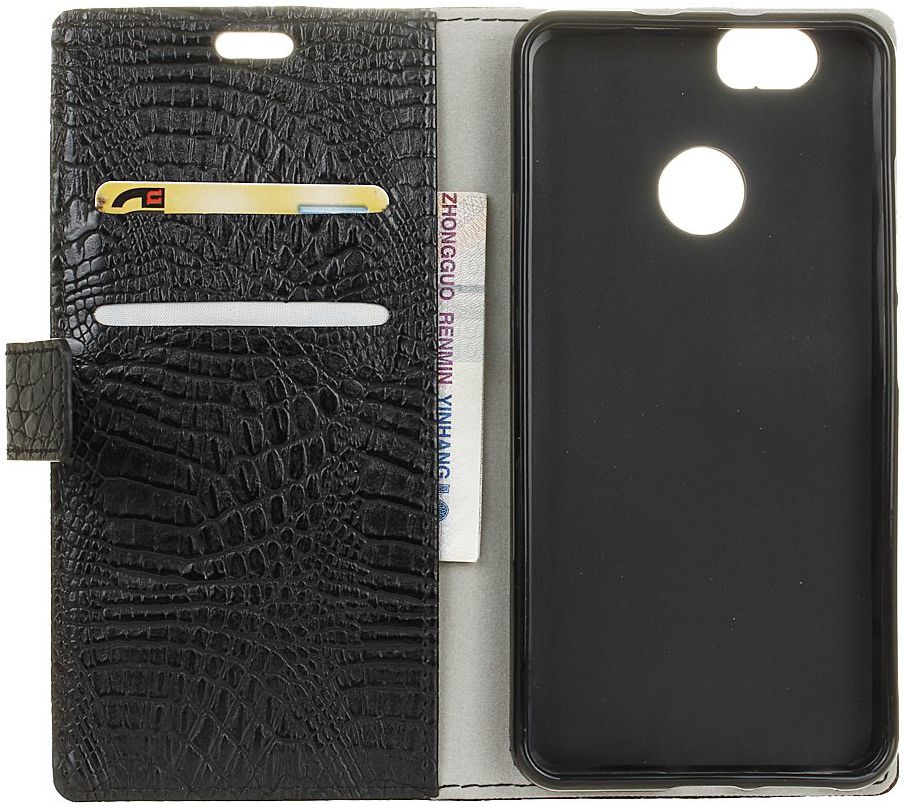 Huawei Y6 Pro (2017) Krokodil Portemonnee Hoesje Zwart afbeelding 2