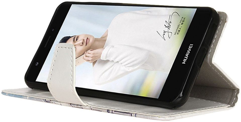 Huawei Y6 Pro (2017) Portemonnee Hoesje met Uil Opdruk afbeelding 6