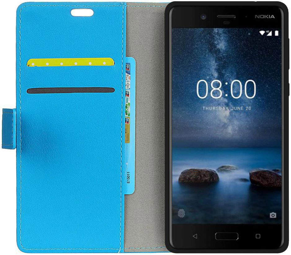 Nokia 8 Portemonnee Hoesje Blauw afbeelding 2