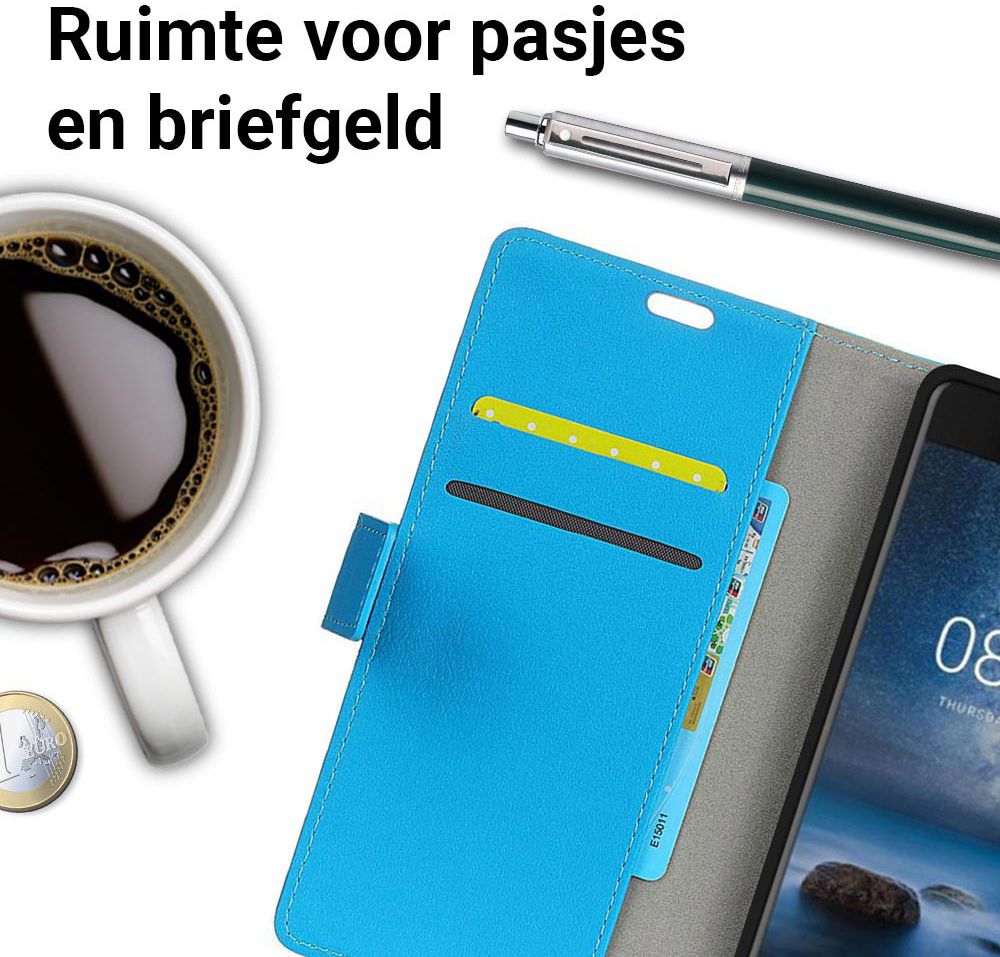 Nokia 8 Portemonnee Hoesje Blauw afbeelding 3