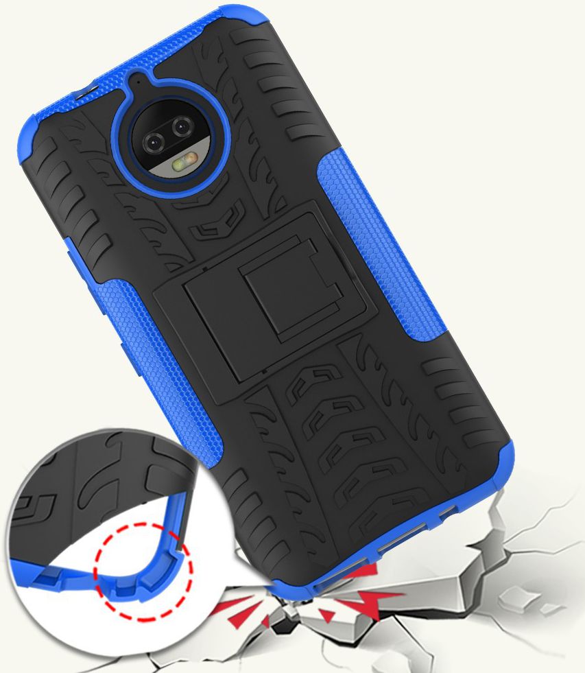 Motorola Moto G5S Plus Robuust Hybride Hoesje Blauw afbeelding 2