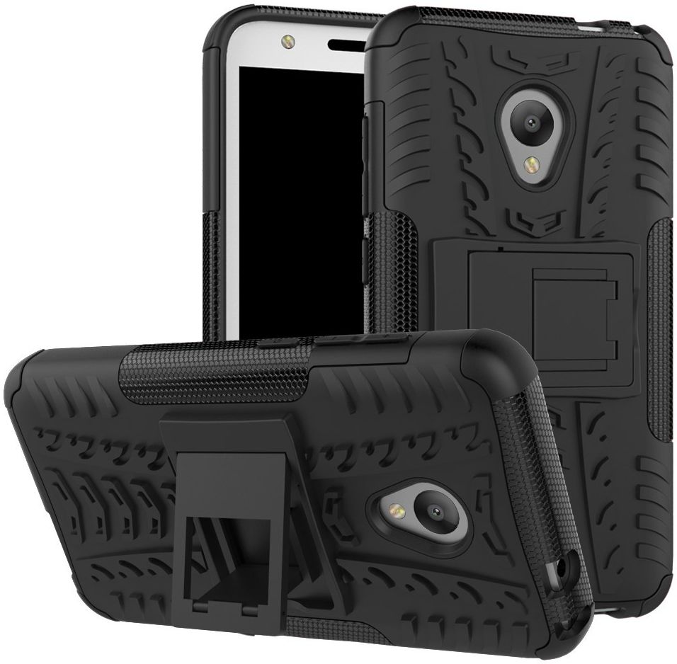 Alcatel U5 4G Hybride Kickstand Hoesje Zwart afbeelding 1
