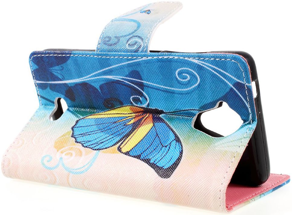 Wiko U Feel Lite Portemonnee Hoesje met Print Vlinder afbeelding 2