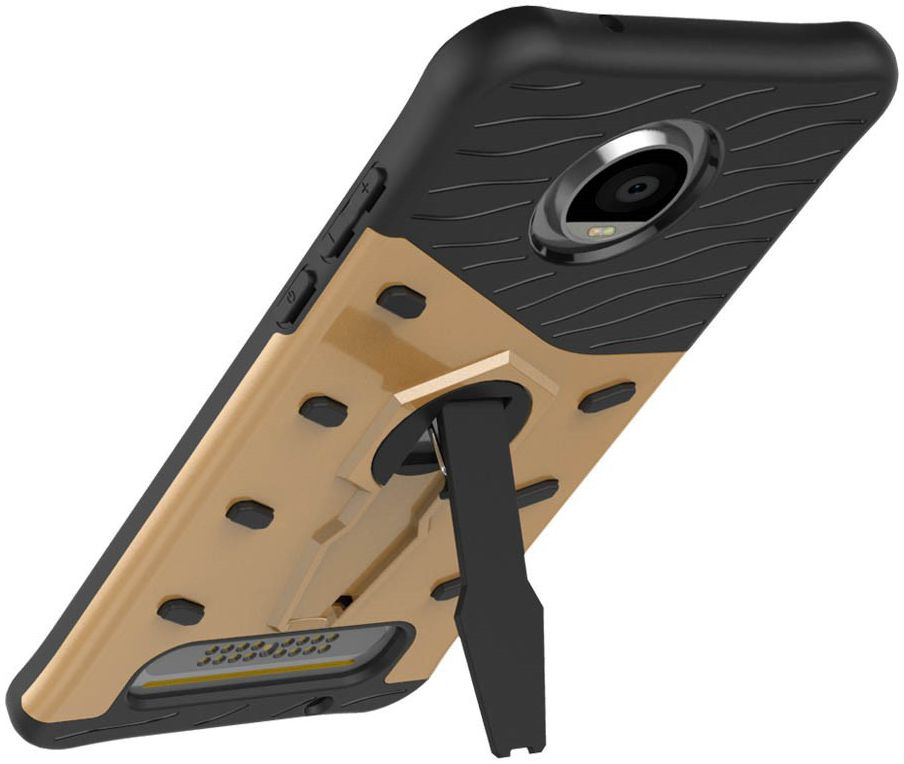 Motorola Moto Z2 Play Hybride Hoesje met Standaard Goud afbeelding 2