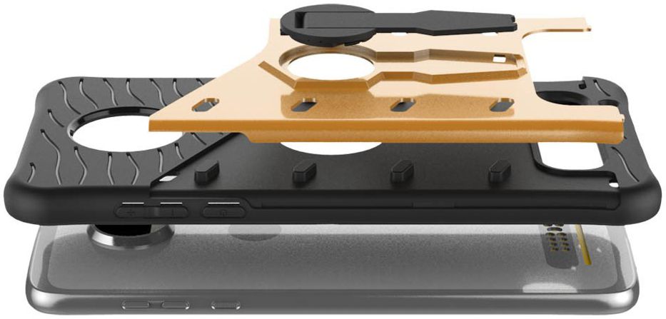 Motorola Moto Z2 Play Hybride Hoesje met Standaard Goud afbeelding 4