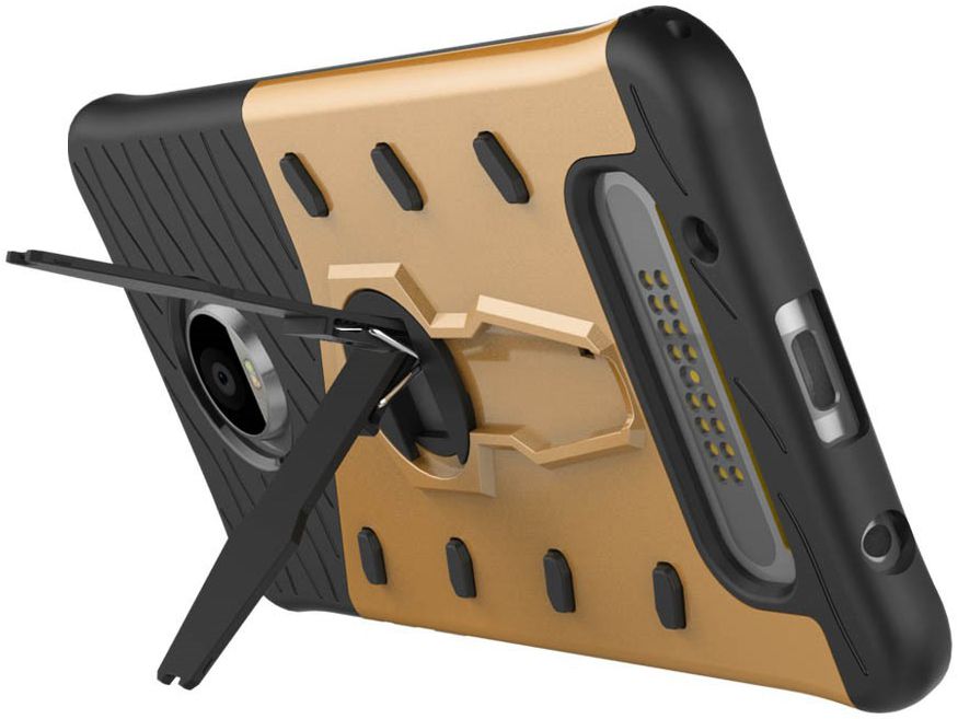 Motorola Moto Z2 Play Hybride Hoesje met Standaard Goud afbeelding 6
