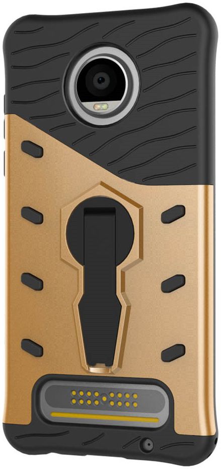 Motorola Moto Z2 Play Hybride Hoesje met Standaard Goud afbeelding 7