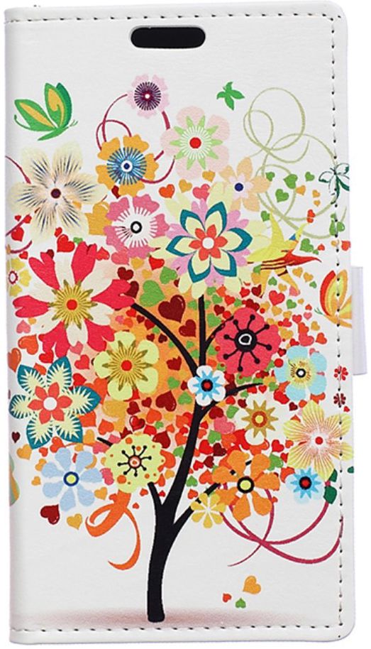 Motorola Moto C Plus Portemonnee Hoesje met Rode Boom Print afbeelding 1