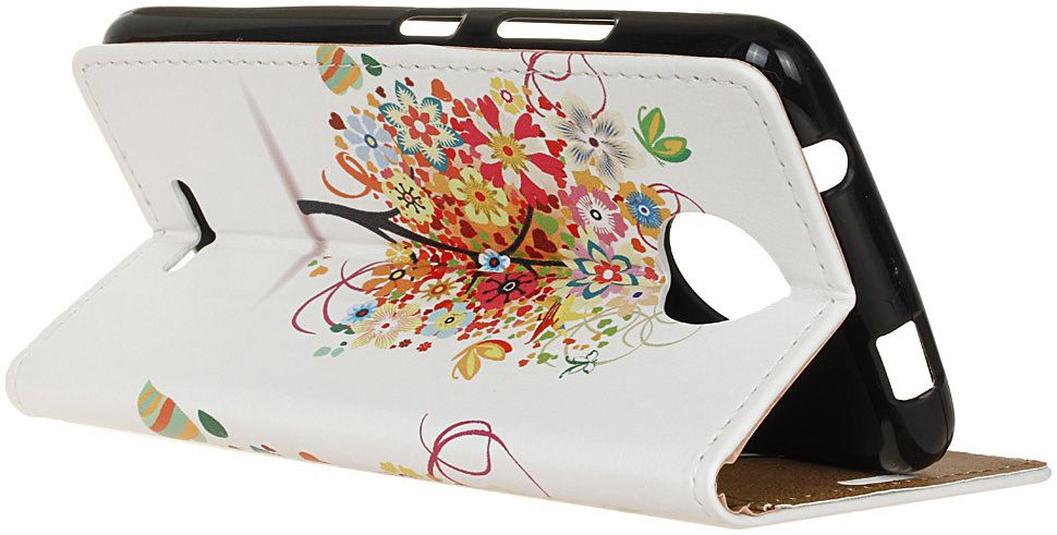 Motorola Moto C Plus Portemonnee Hoesje met Rode Boom Print afbeelding 2